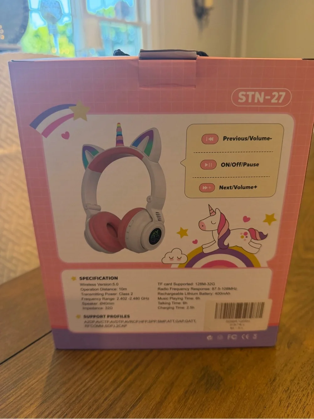 NEW! Unicorn Cat Ears Wireless Bluetooth Headphones Foldable RGB Lights